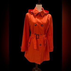 Michael Kors Vibrant Orange Trench Coat, Large
